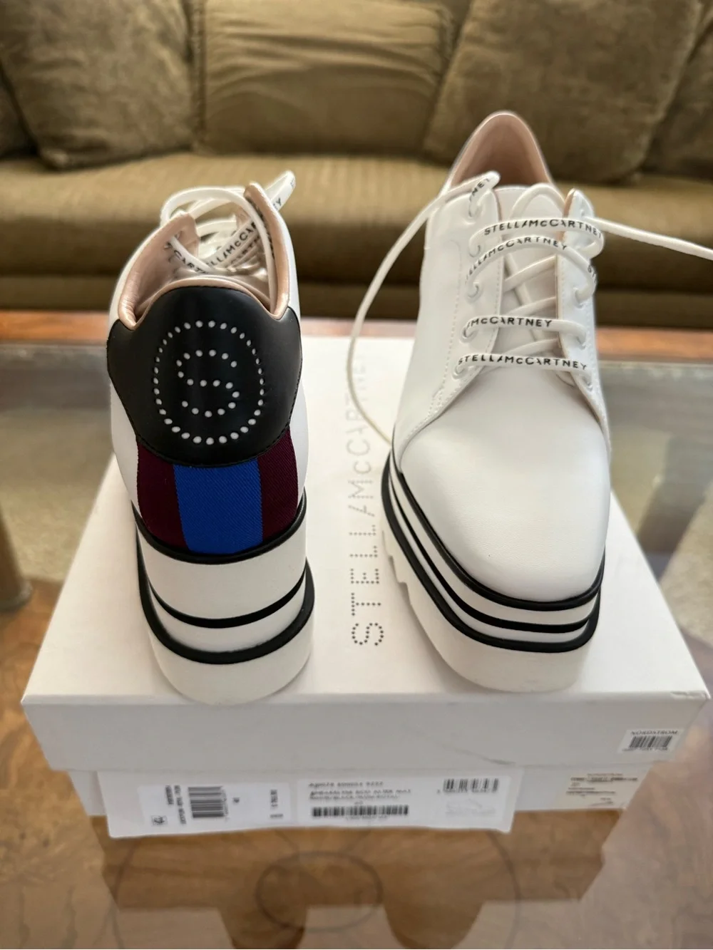 Stella McCartney Sneakelyse Eco Alter White Black Plum Platform Sneakers 9 10 👟